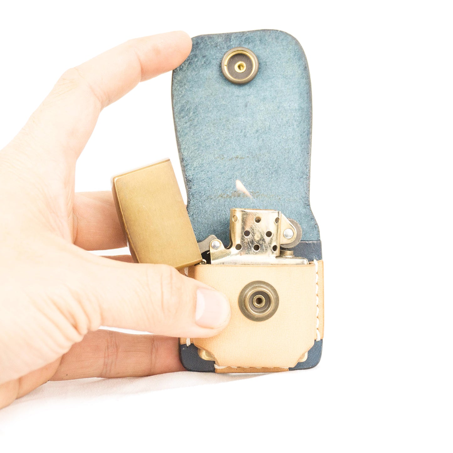 SYH ZIPPO レザーケース ナチュラルブルー